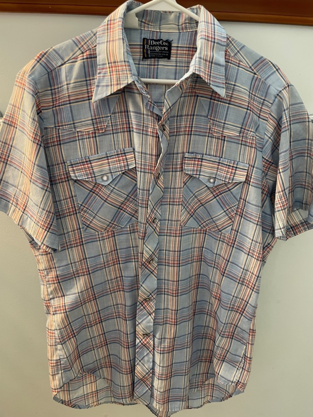 DeeCee Rangers Vintage Western Short Sleeve Shirt Light Blue & Pearl Snaps